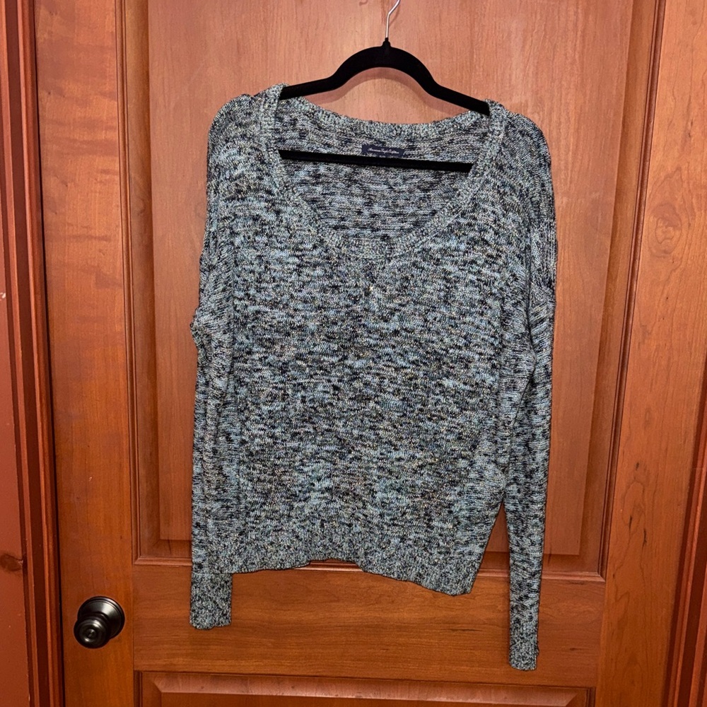 American Eagle Outfitters Marled Scoop Neck Sweater in Gray and Black